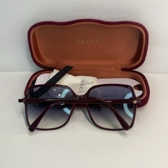 💯- New Authentic GUCCI  Oversized Square GG0544S Sunglasses Burgundy - Picture 7 of 13